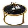 Modern Furniture Style Coffee Tea Table Leisure Table Center Table with Golden Metal Frame