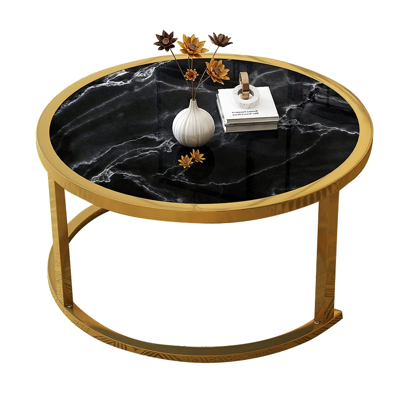 Modern Furniture Style Coffee Tea Table Leisure Table Center Table with Golden Metal Frame