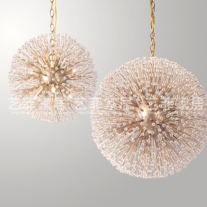 Modern Indoor Round Dandelion Crystal Chandelier Babysbreath Crystal Pendant Light