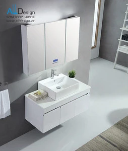 Modern style stainless steel bathroom vanity with led mirror cabinet