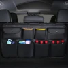 Multi Function Leather Car Rear Back Seat Hanging Trunk Organizer Storage Bag with Pocket