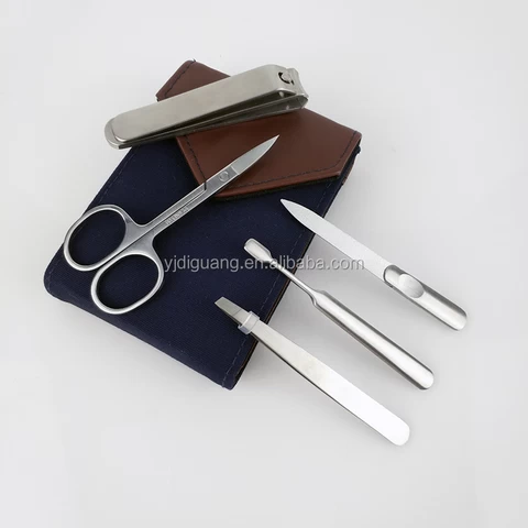 Multipurpose Beauty Leather 5 pcs Stainless Steel Nail Manicure Set with Travel Case