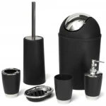 N9 6pcs Bathroom Accessory plastic wash toilet Brush trash bin Set