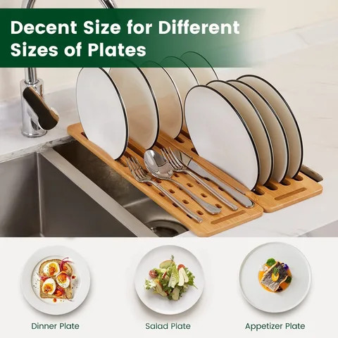 Buy Natural Custom Expandable Bamboo Drain Rack Multi-functional Roll ...