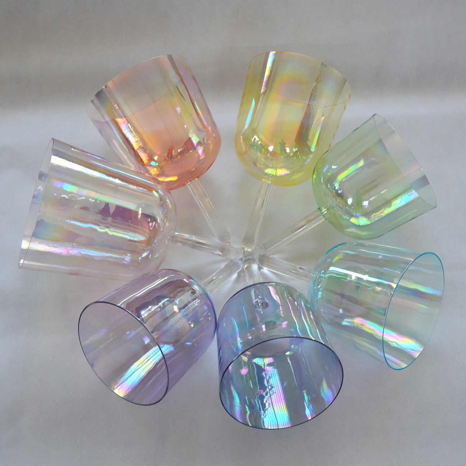 Nature Sound Bowls 440Hz 432Hz Alchemy Seven Color Quartz Crystal Singing Bowls with Handle