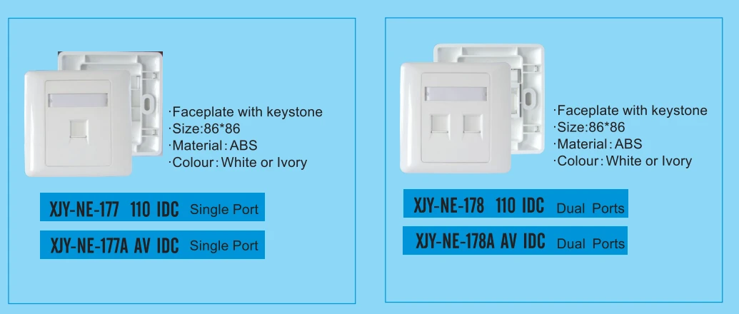 NEPCI Faceplate with keystone XJY-NE-71 110 IDCDual ports 86*86mm