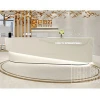 New Arrival Curved High Glossy Wood Beauty Spa Front Desk Reception Counter Modern for Salon