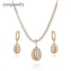 New arrival shell jewelry set gold zirconia drop earrings jewelry necklace set for women