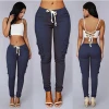 New Arrivals Fashion Women Casual High Waist Skinny Slim Pencil Trousers Pockets Thin Section Denim Pants