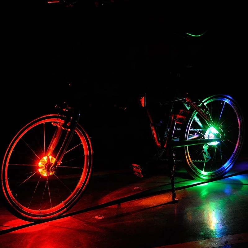 New bike wheel led light Battery charging colorful mountain bike wheel decoration warning spoke light Bicycle hub light