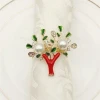 New creative sparkling diamond-encrusted metallic colored Christmas tree napkin clasp