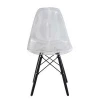 New design clear acrylic dining wood leg pc plastic chair