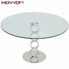 New Design Products 12mm  tempered glass round top with strong ring chromed base dining table coffee table