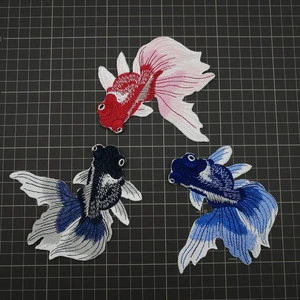 New high - quality high - density back glue embroidery goldfish garment decoration patch garment accessories