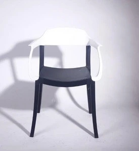 New model home furniture simple full PP plastic dining chairs dining room chairs with armrest