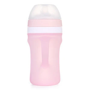 New Product Wide Neck Non-toxic Drop Resistance Silicone Baby Bottle