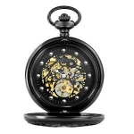 New Stainless Steel Pocket Watch Glass for man waterproof   hollow 645458