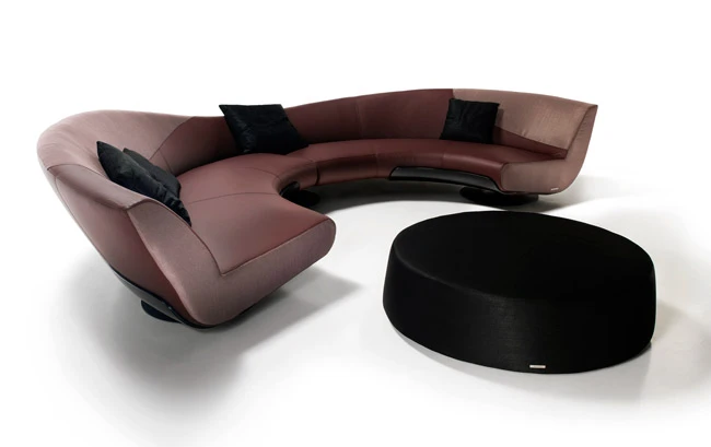 New Urban Modern Living Room Furniture, Round Leather Sofa