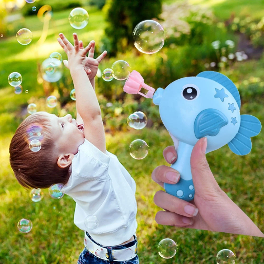 Newest Hand Push Fish Soap Bubble Gun  Machine For Kids Play With No Battery bubble toys