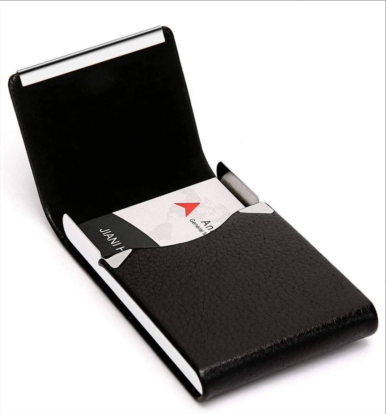 Newest luxury pu magnetic business name card holder