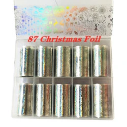 NO.87 Laser christmas new year foil 2020 factory 10 colors 4*100cm   fashion & popular nail art foil nail art sticker  nail foil