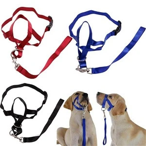 Nylon Dog Head Collar Pet Gentle Leader No Pain No Pull Control Training Leash Adjustable Dog Harness Halter