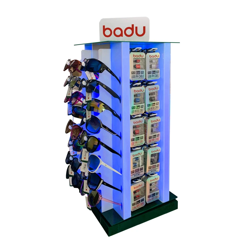 OEM factory sunglasses Rotating racks Retail Store Display Rack mobile accessories Acrylic Display Stand with Hooks