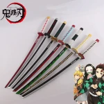 OEM Handmade Japanese Demon Slayer Anime Figure Kamado Tanjirou Cosplay Combat Wood Katana Toy Swords