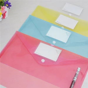 Office student supplies wholesale color button document bag durable clear file bag
