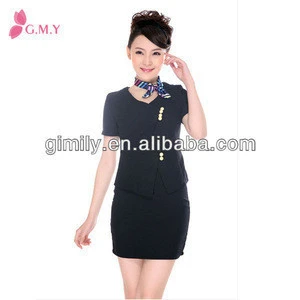 office uniform design elegant lady air hostess uniform from guangzhou china