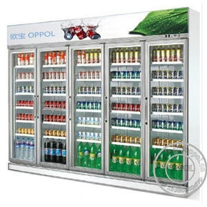 OP-A404 Large Capacity Glass Doors Supermarket Cool display Fridge vertical freezer commercial