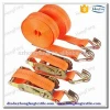 Orange ratchet buckle tie down strap