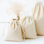 Organic recycled cotton canvas fabric bag small custom printed canvas drawstring bag