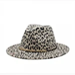 Outdoor Fashion Leopard Fedora Flat Wide Brim Hat With Golden Buckle Hat Band Women And Men Wool Felt Hats Low Price Wholesale