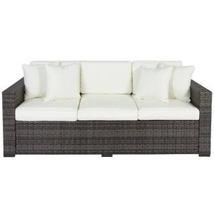 Outdoor Wicker Patio Furniture Sofa 3 Seater Luxury Comfort Grey Wicker Couch