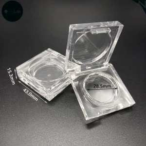 P-Lan Brand Low MOQ 100pieces Factory Price Custom Clear Crystal Single Color 28.5mm Square Empty Eyeshadow Pallete Case