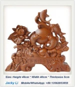peach wood carving Desktop Decor, fish means business booming! Feicheng peach wood crafts