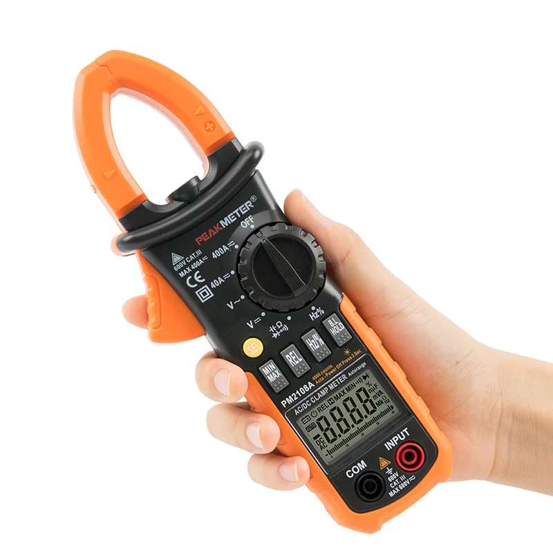 Peakmeter PM2108A 4000 Counts AC DC Current Clamp Meter Frequency Measurement Earth Leakage Digital Clamp Meter