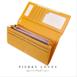 Pierre Loues Luxury Ladys high-grade PU Leather slim wallet card holder  Money Clip Wallet