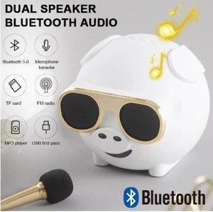 Pig Shape Wireless Speaker Mini Speaker With Microphone For Karaoke ship for USA