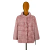 Pink striped mink fur coat, whole leather real mink fur coat, factory supply custom real fur jacket