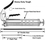 Pistol Grip Grease Gun Long Lasting Heavy Duty Steel Construction Lubricate Tractors RV's and Cars Uses 14 oz Grease Cartridges