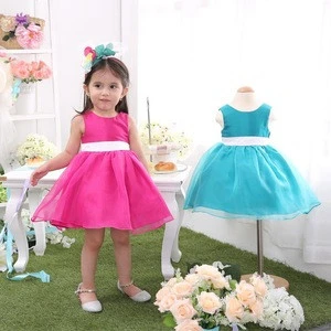 Plain dyed high quality fashion design small girls party dresses, baby clothes wholesale price