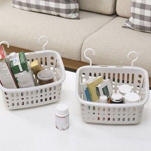 Plastic Hanging Shower Basket With Hook For Bathroom Kitchen Storage Holder Housework Storage Supplies