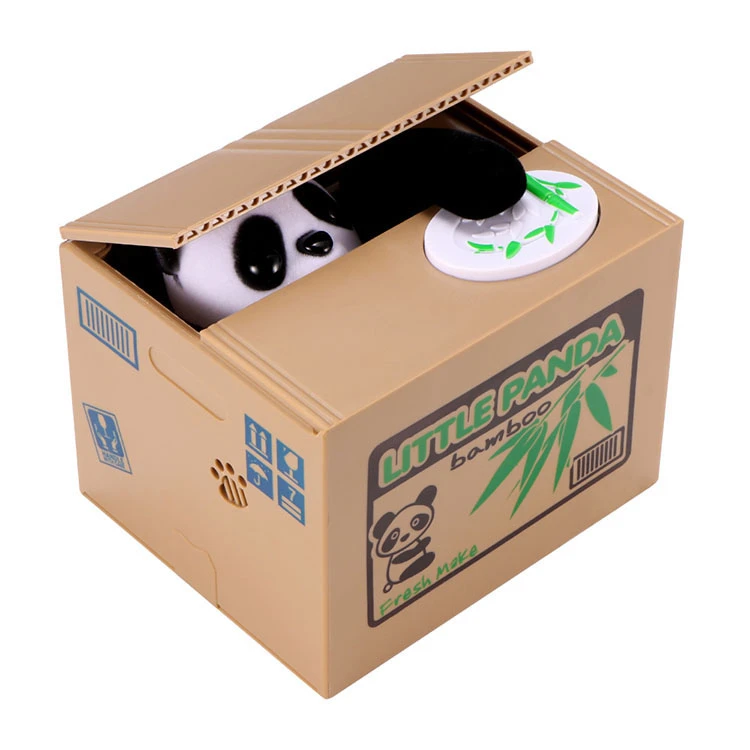 Plastic Itazura Coin Bank Automated Panda Steal Money Box Cat Steal Saving Box Piggy Bank