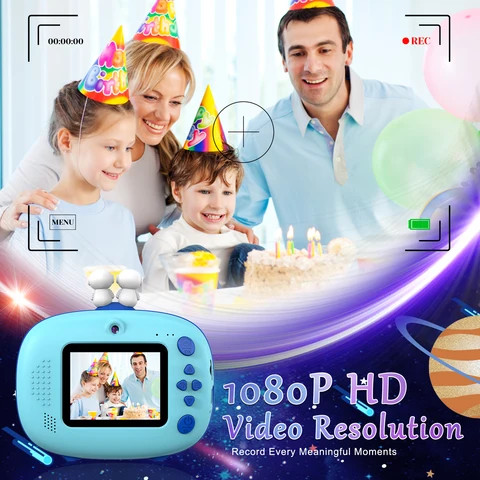 Plastic Material 2.4 Inch Lcd Display Cute Print High Quality Kids Camera