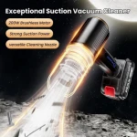 Portable Car Cleaning Vacuum Cleaner 120W Strong Suction Cordless Brushless Motor Hand Vaccum 5 Nozzles Plus Air Duster
