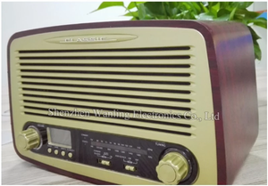 Portable retro am fm radio with USB/SD music player and built-in mono speakers