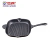 Pre-Seasoned Heavy Duty Construction 11.5-inch Cast Iron Square Grill Pan with helper handle for Grilling Bacon, Steak