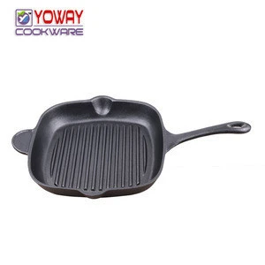 Pre-Seasoned Heavy Duty Construction 11.5-inch Cast Iron Square Grill Pan with helper handle for Grilling Bacon, Steak